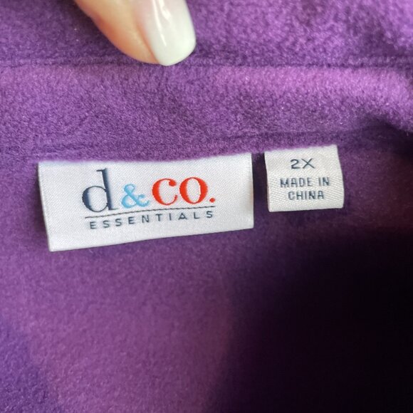 D&Co Womens Fleece Shirt Shacket Jacket Size 2X Purple Button Front Cozy NEW - Picture 4 of 9